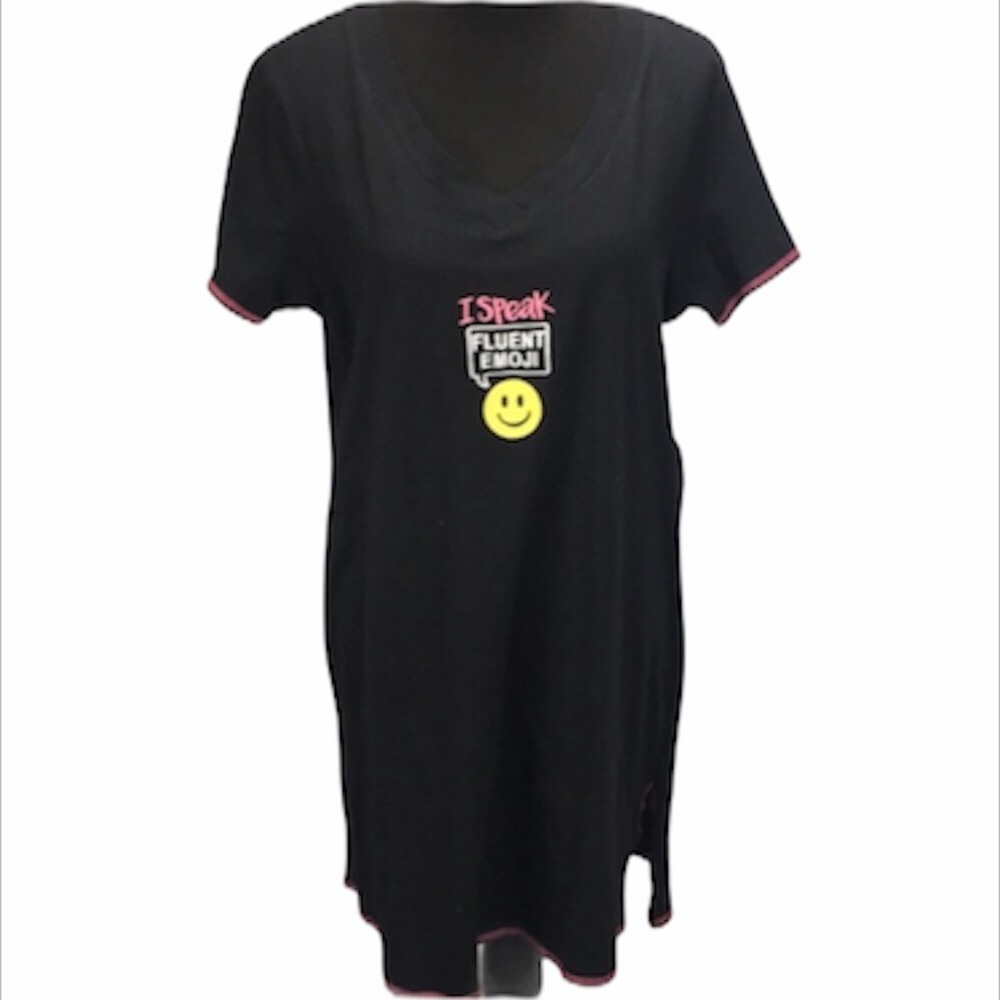 Rene Rofe I Speak Fluent Emoji Night Shirt Black Size 1X